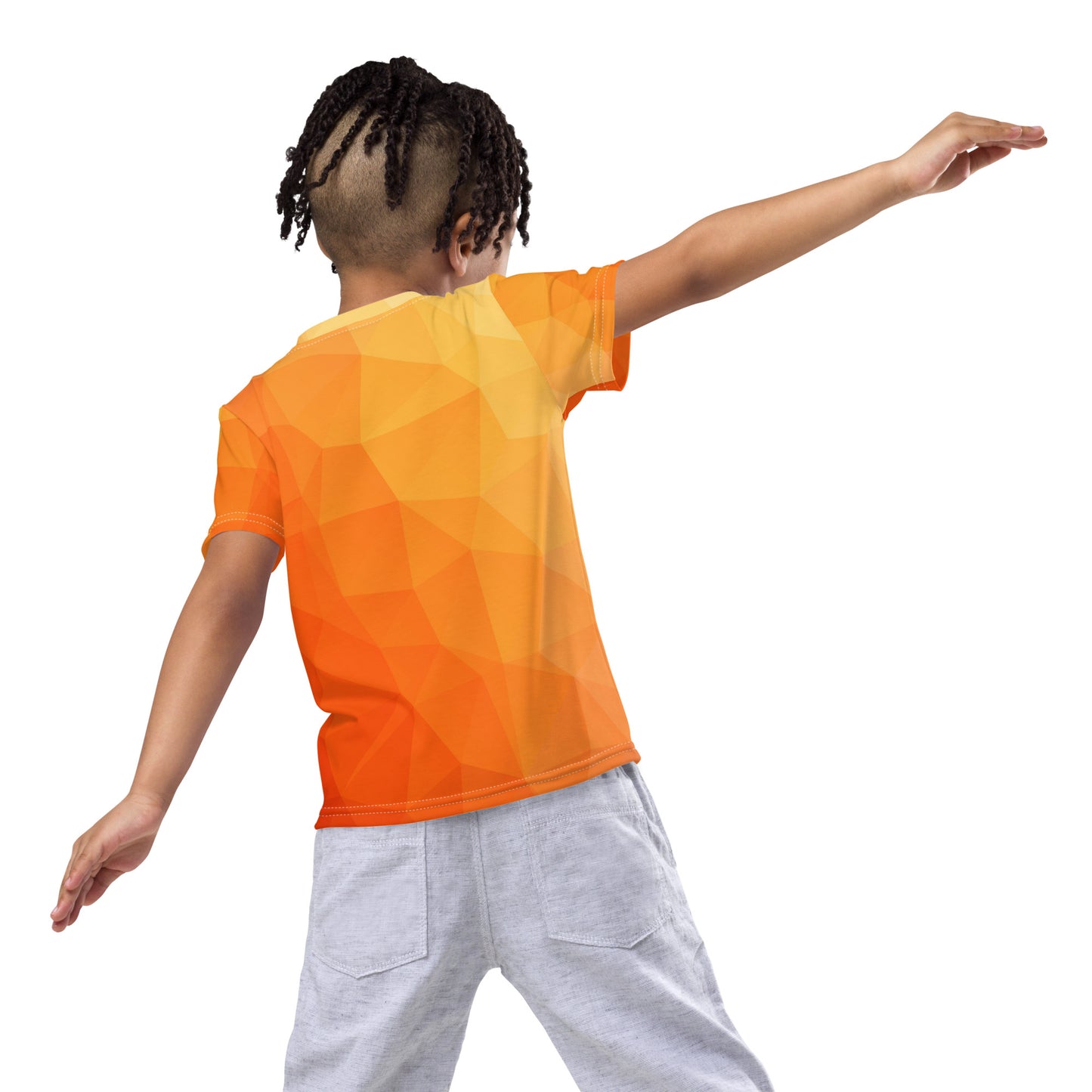 Kids crew neck t-shirt - orange pattern - print on demand