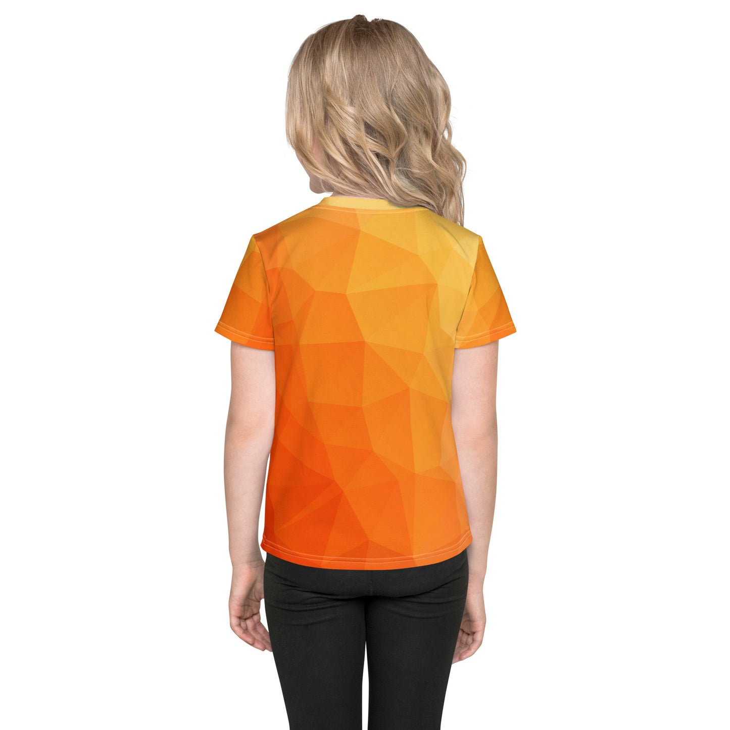 Kids crew neck t-shirt - orange pattern - print on demand