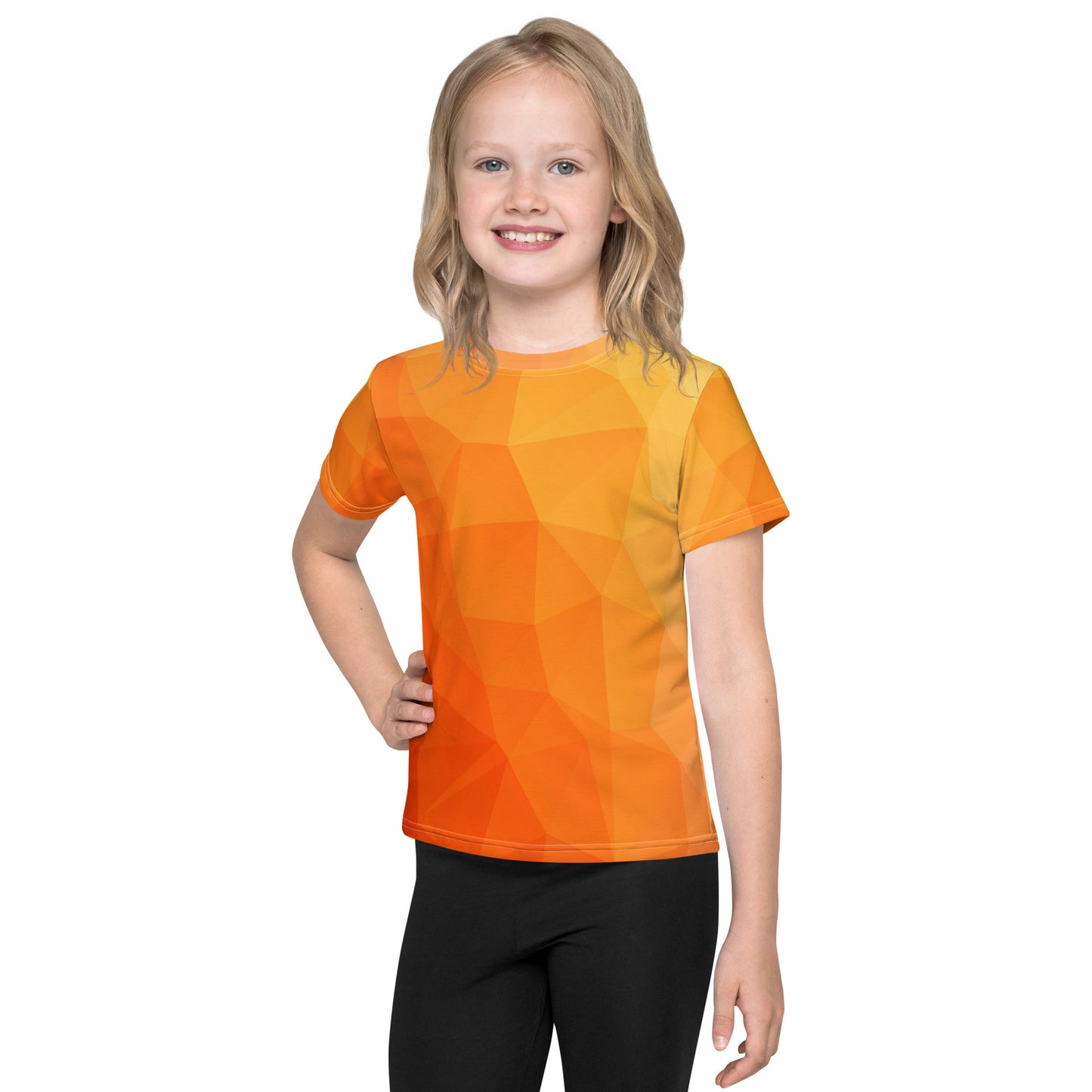 Kids crew neck t-shirt - orange pattern - print on demand