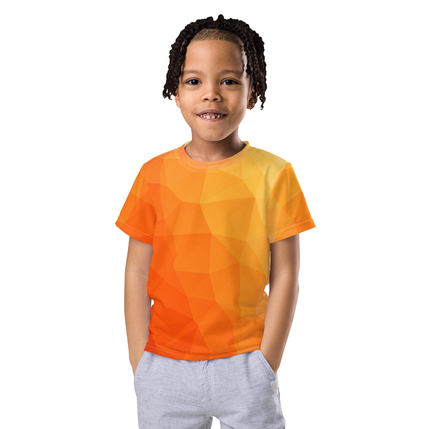 Kids crew neck t-shirt - orange pattern - print on demand