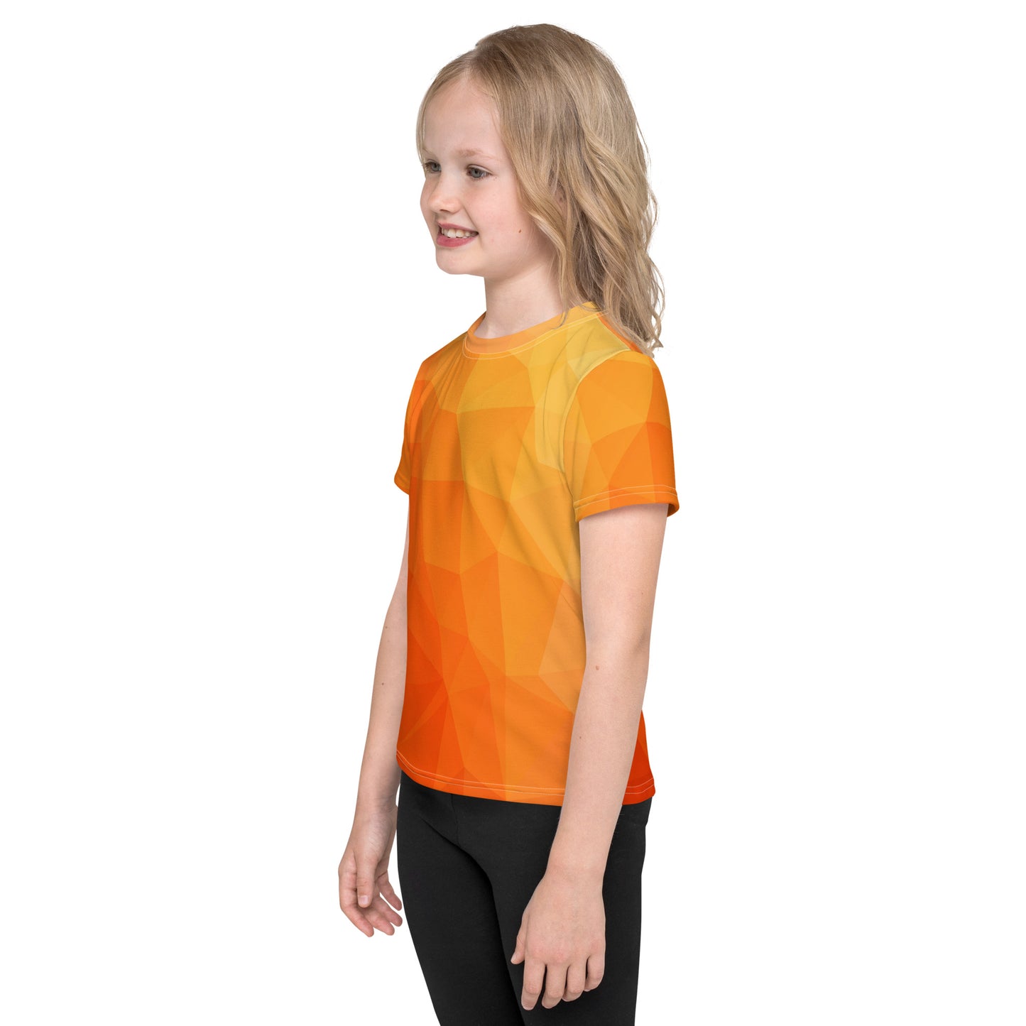 Kids crew neck t-shirt - orange pattern - print on demand