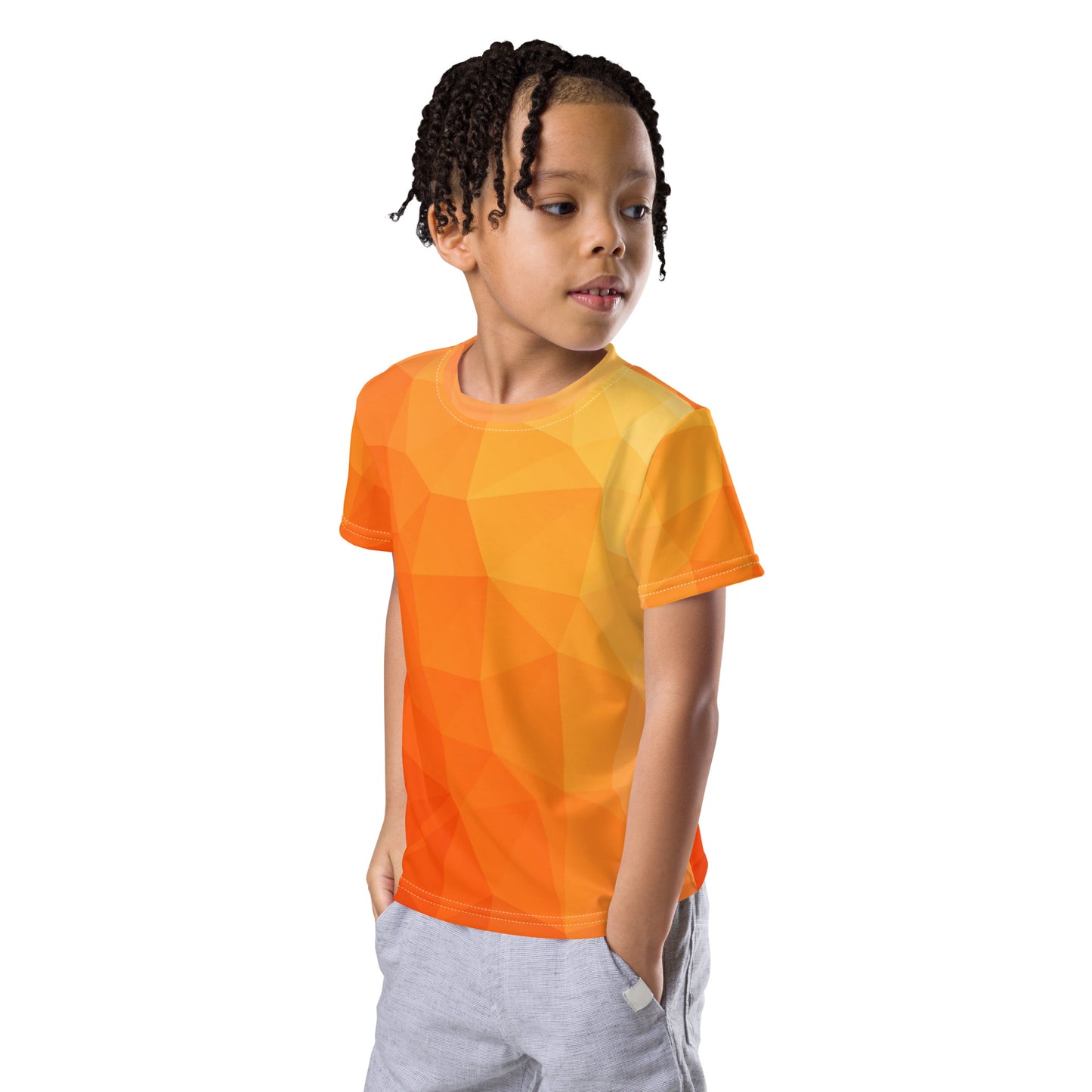 Kids crew neck t-shirt - orange pattern - print on demand