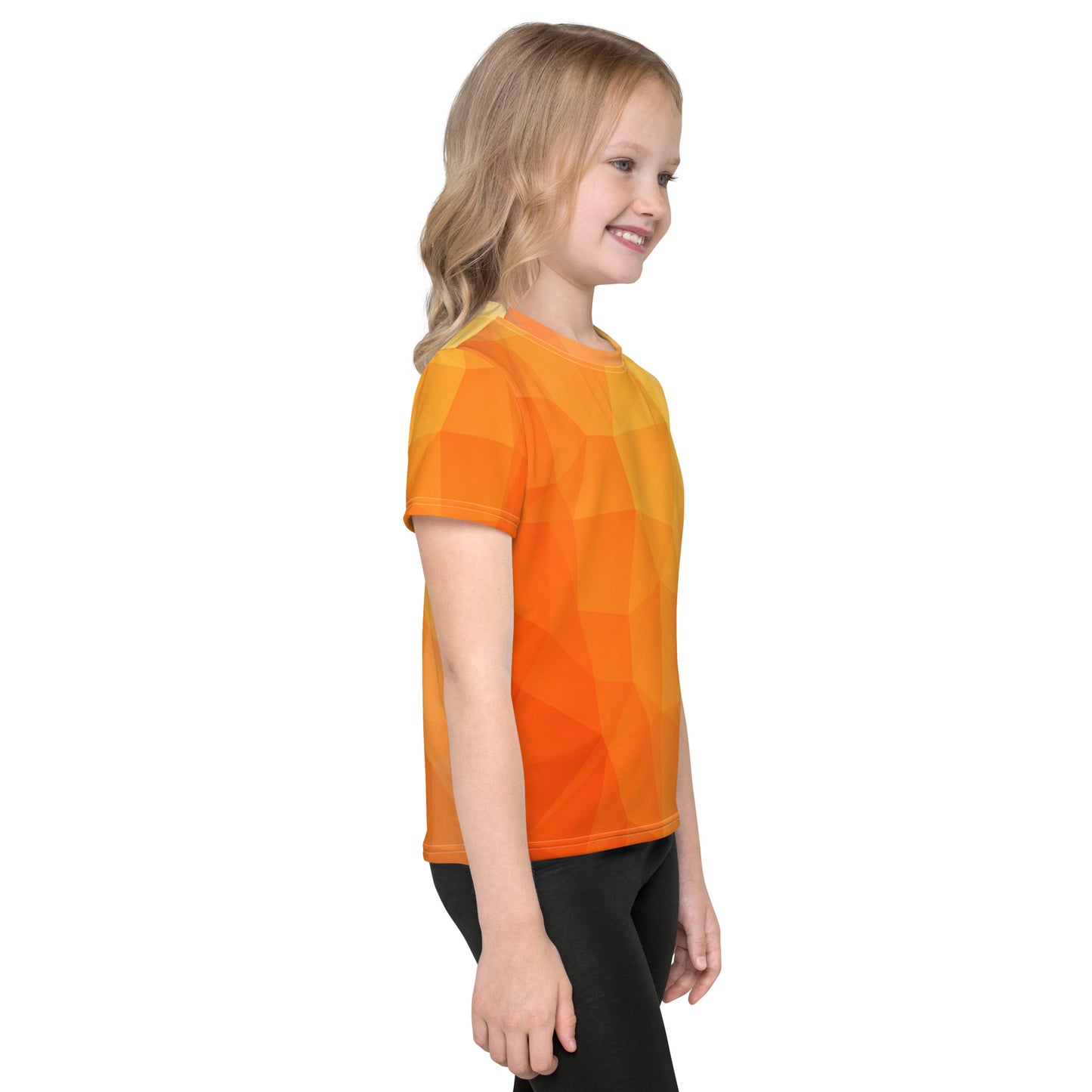 Kids crew neck t-shirt - orange pattern - print on demand