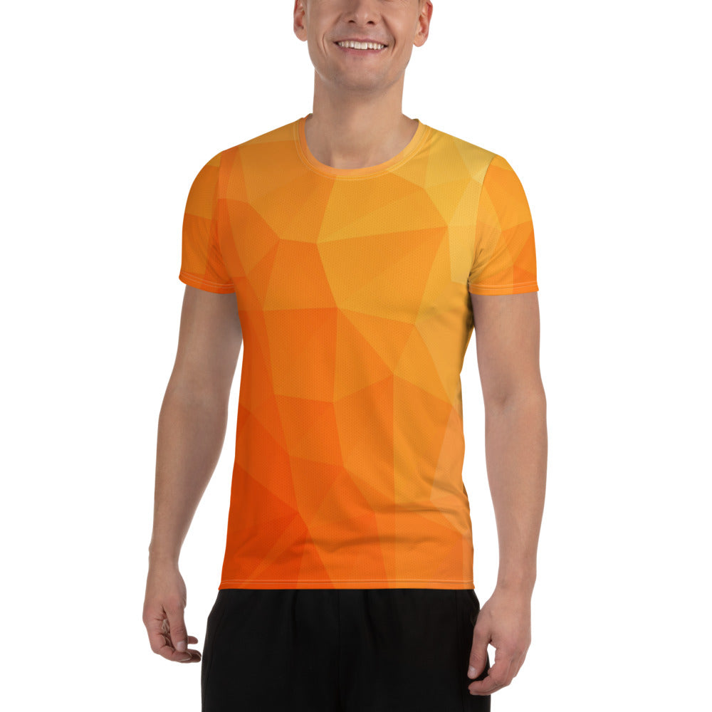 All-Over Print Men's Athletic T-shirt - yellow oramge pattern - print on demand