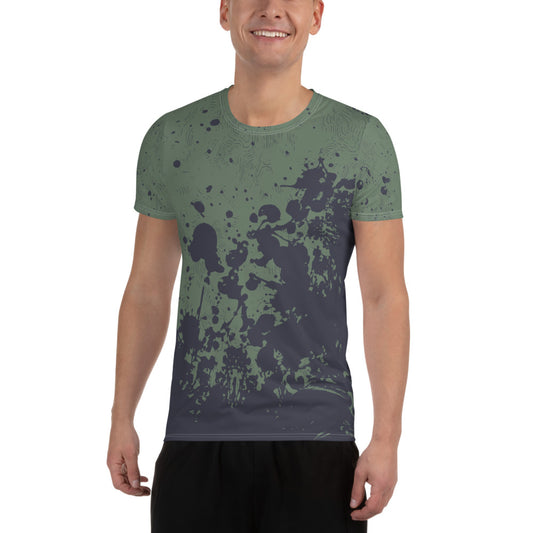 All-Over Print Men's Athletic T-shirt - green pattern - print on demand