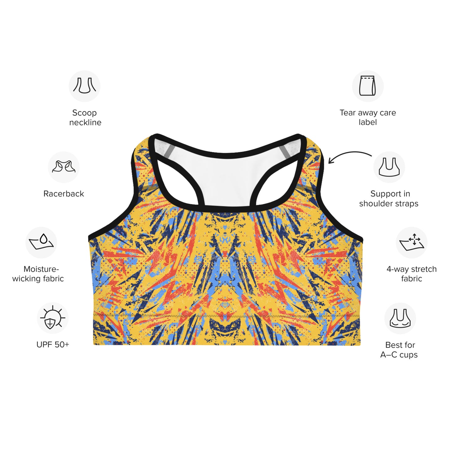 Sports bra - abstract background with sprot pattern - print on demand