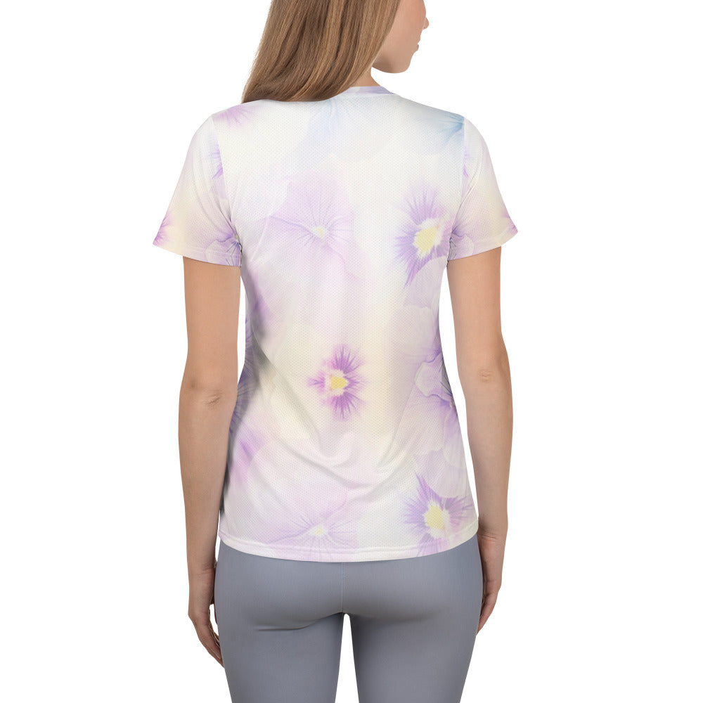 All-Over Print Women's Athletic T-shirt - flower color - print on demand