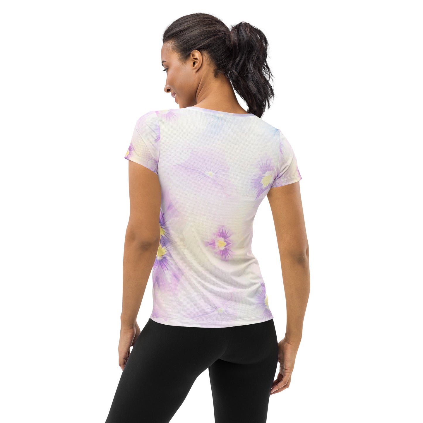 All-Over Print Women's Athletic T-shirt - flower color - print on demand