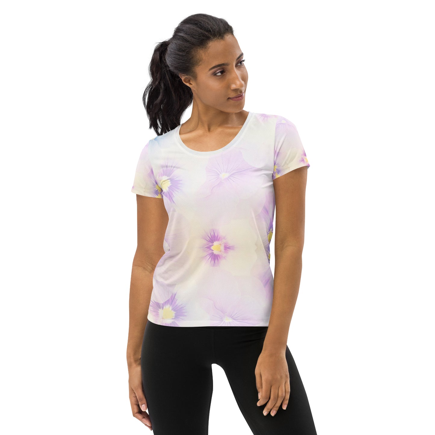 All-Over Print Women's Athletic T-shirt - flower color - print on demand