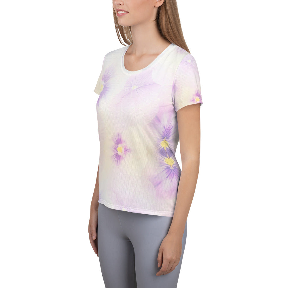 All-Over Print Women's Athletic T-shirt - flower color - print on demand