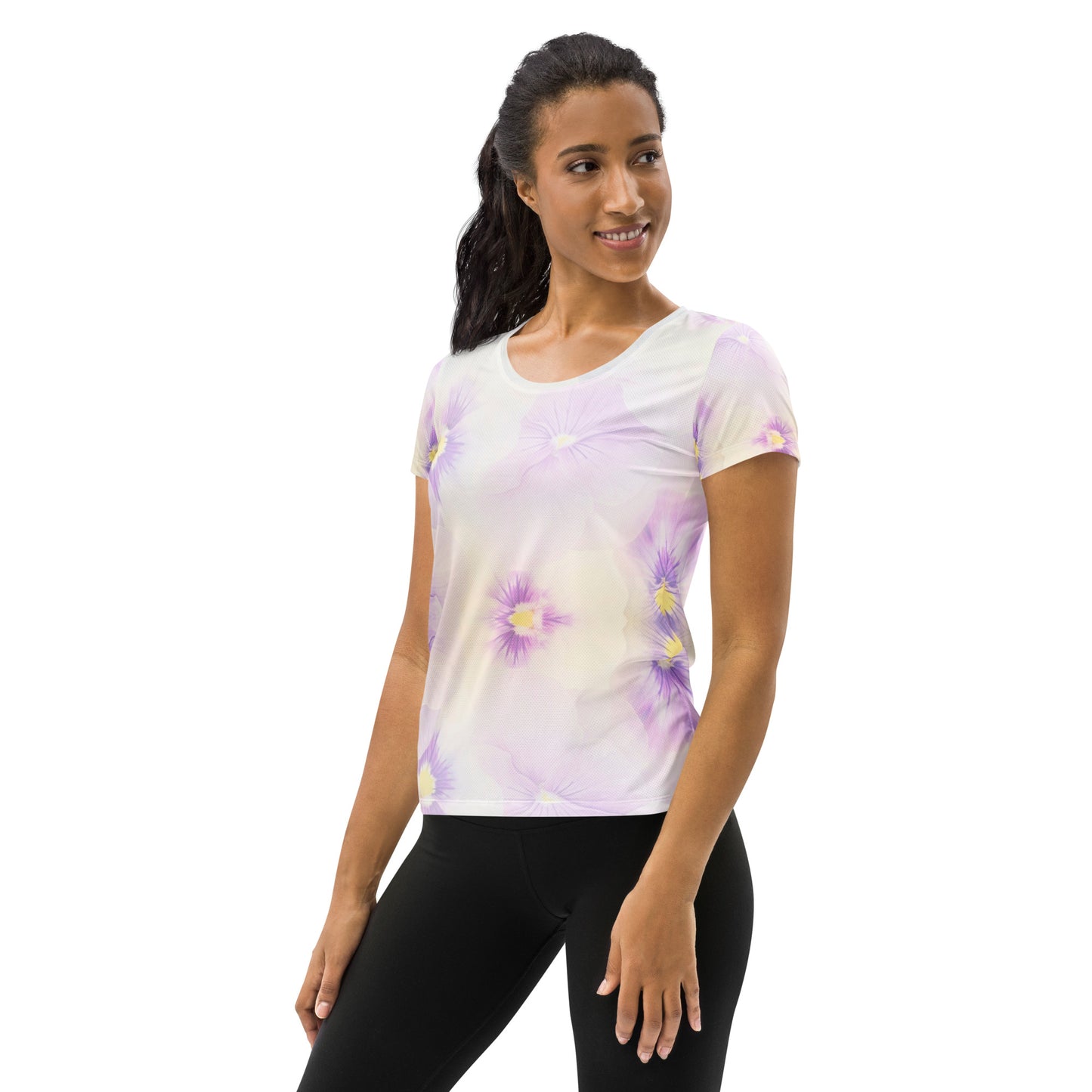 All-Over Print Women's Athletic T-shirt - flower color - print on demand