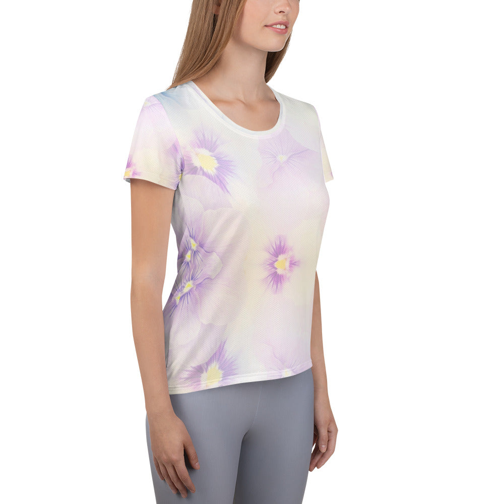 All-Over Print Women's Athletic T-shirt - flower color - print on demand