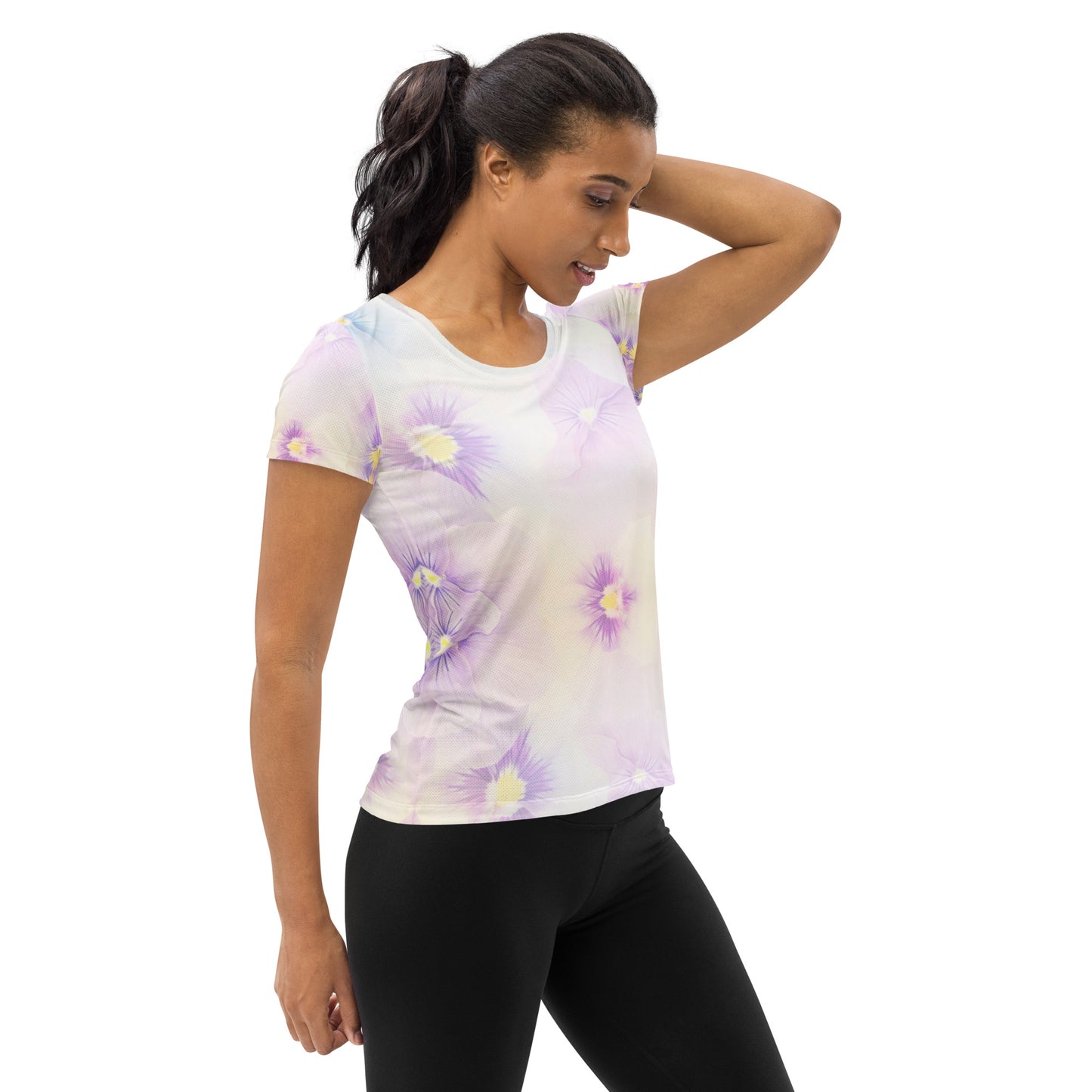 All-Over Print Women's Athletic T-shirt - flower color - print on demand