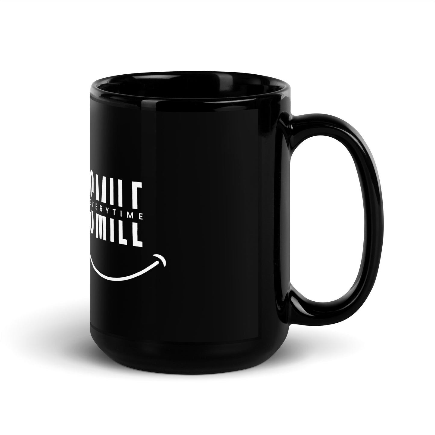 Black Glossy Mug - smile every time - print to demand