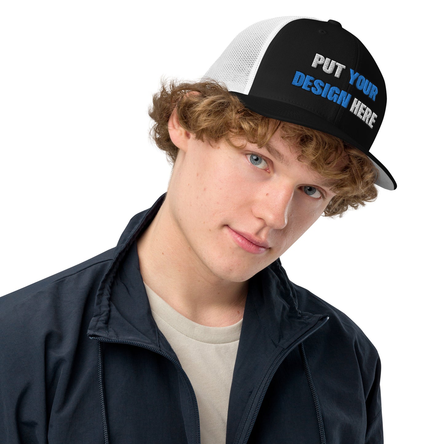 Closed-Back Trucker Cap | Flexfit 6511 - put your design here | standard color - Flat Embroidery