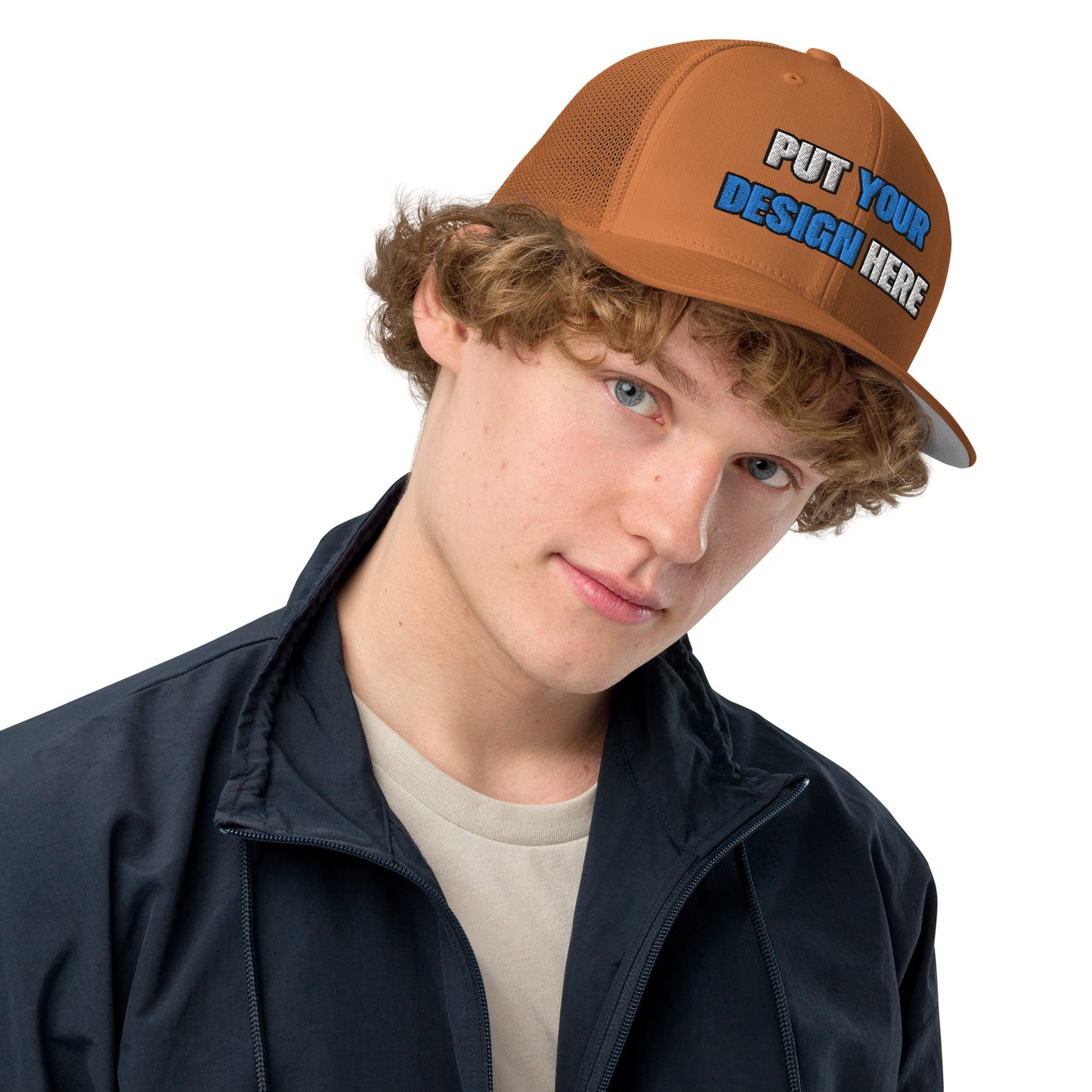 Closed-Back Trucker Cap | Flexfit 6511 - put your design here | standard color - Flat Embroidery