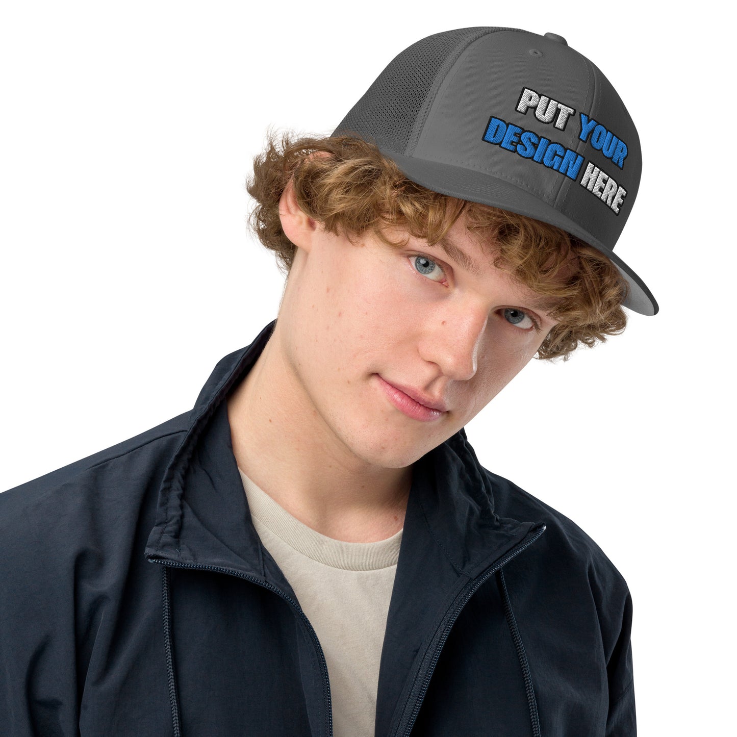 Closed-Back Trucker Cap | Flexfit 6511 - put your design here | standard color - Flat Embroidery