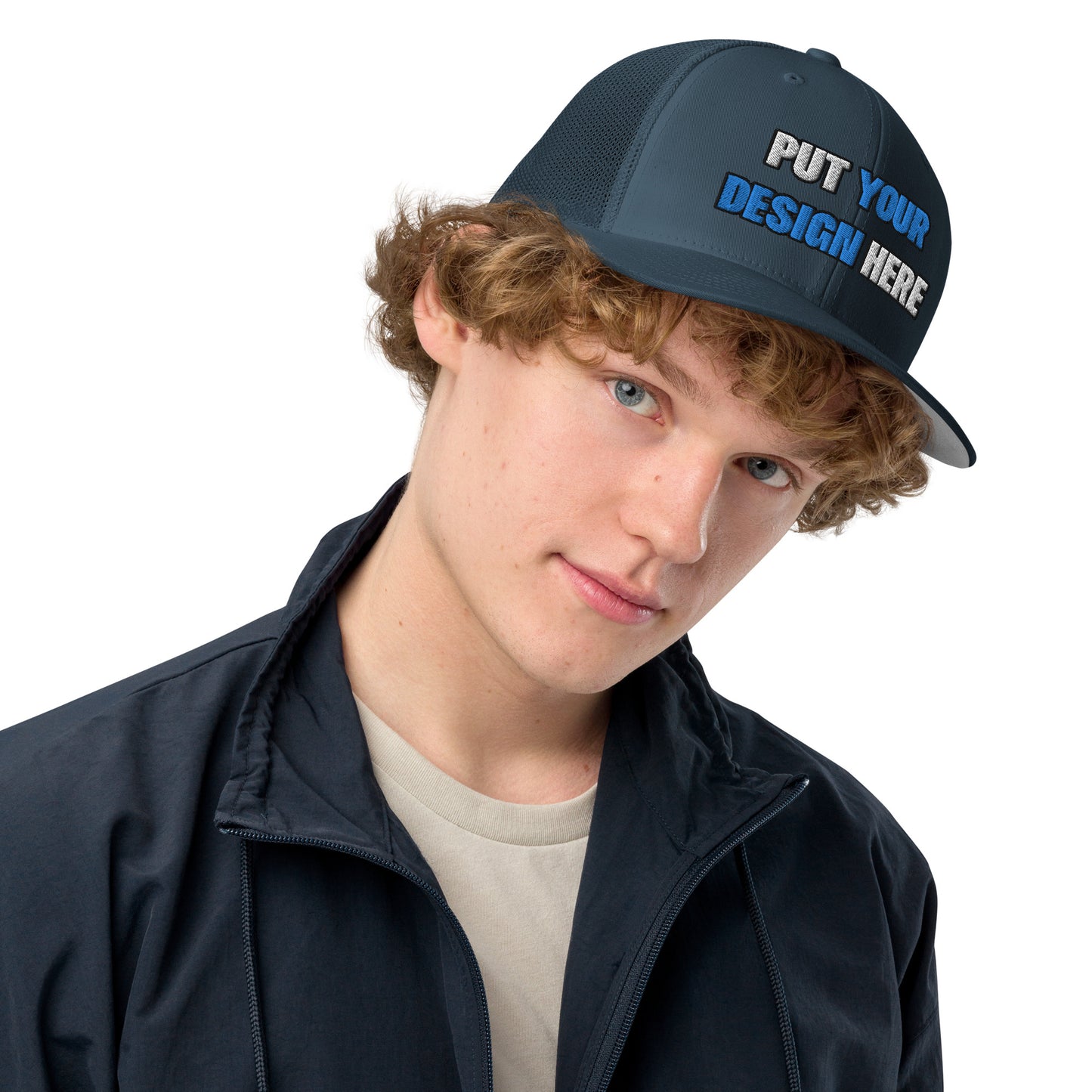 Closed-Back Trucker Cap | Flexfit 6511 - put your design here | standard color - Flat Embroidery