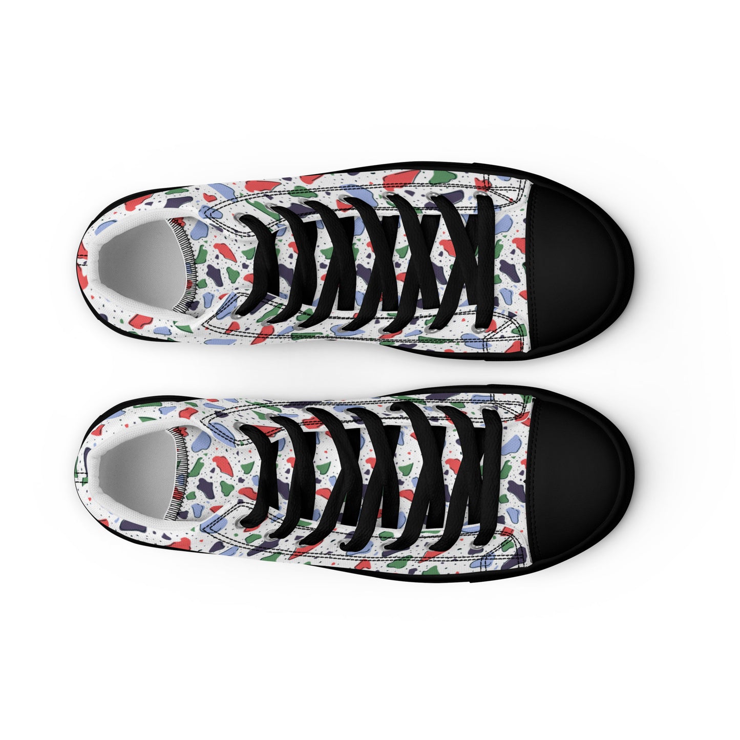 Men’s high top canvas shoes  - Colorful terrazzo pattern design - print on demand