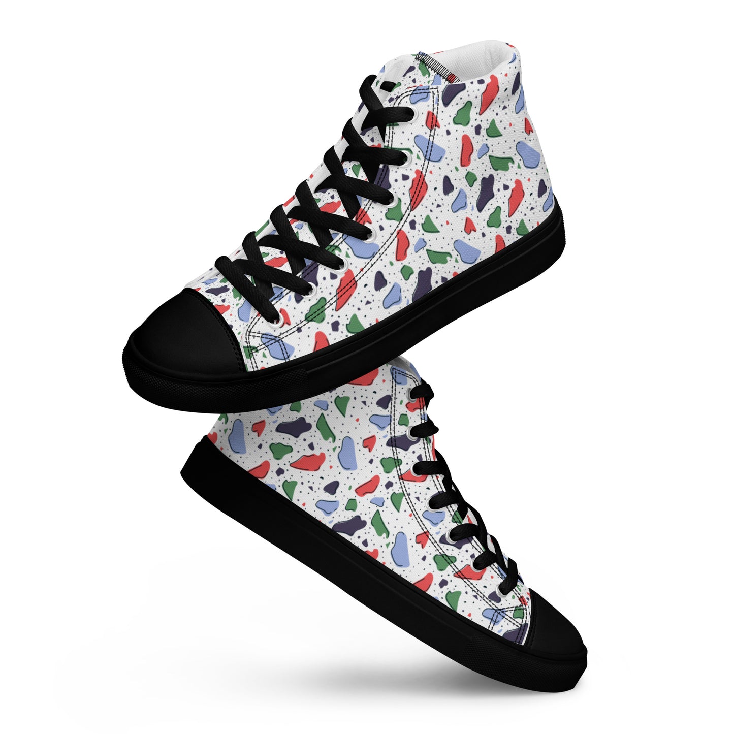 Men’s high top canvas shoes  - Colorful terrazzo pattern design - print on demand