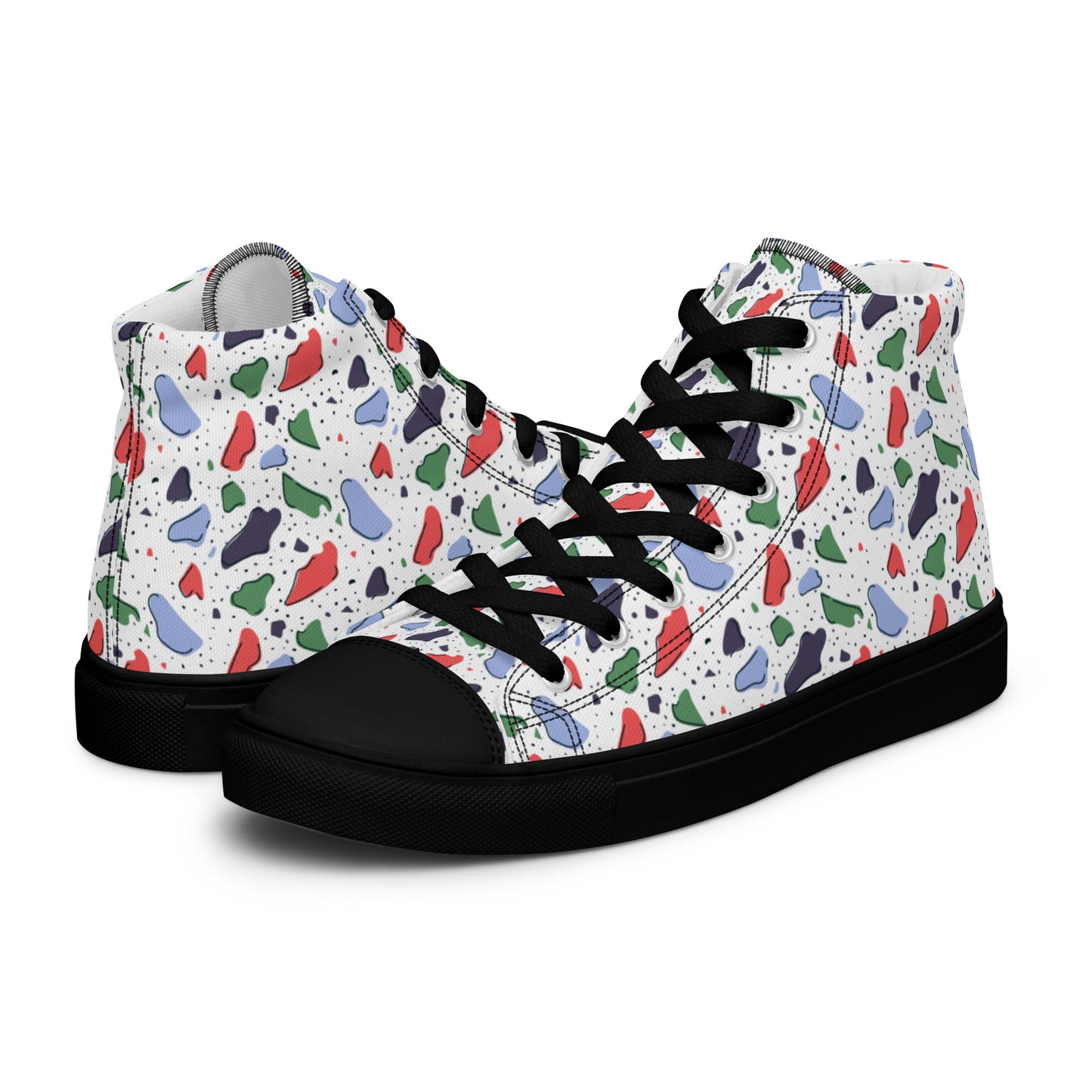 Men’s high top canvas shoes  - Colorful terrazzo pattern design - print on demand