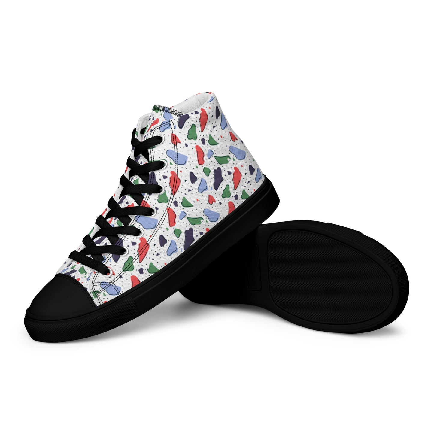 Men’s high top canvas shoes  - Colorful terrazzo pattern design - print on demand