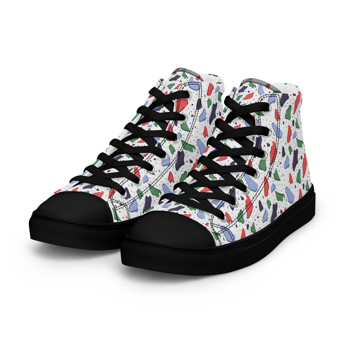 Men’s high top canvas shoes  - Colorful terrazzo pattern design - print on demand