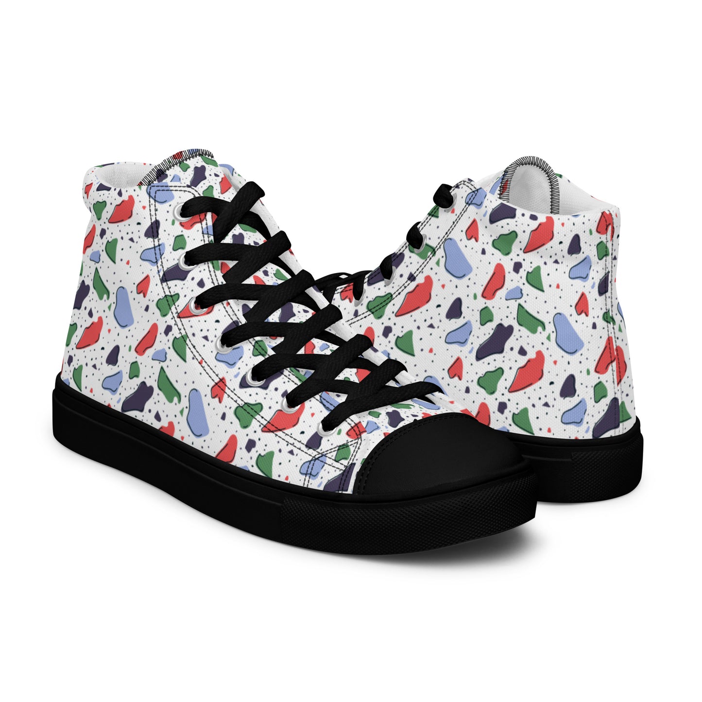 Men’s high top canvas shoes  - Colorful terrazzo pattern design - print on demand