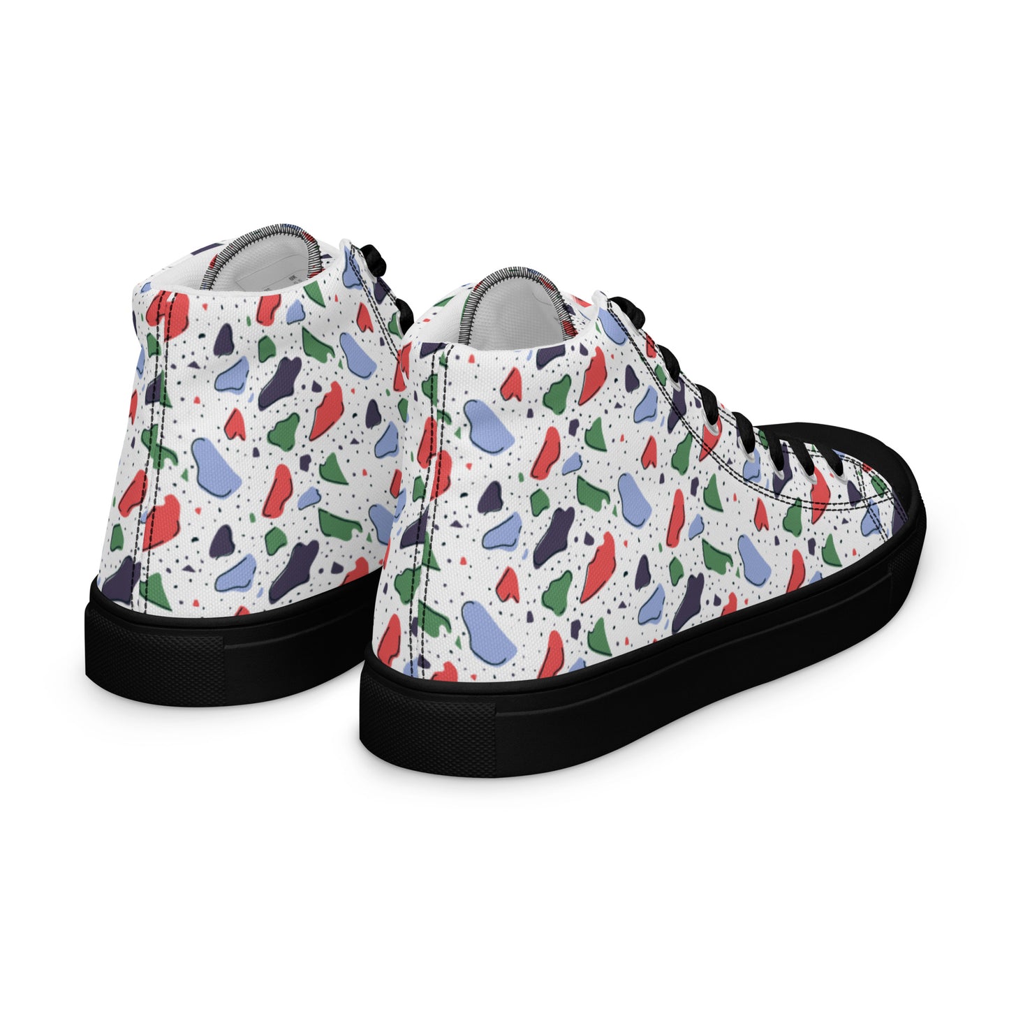 Men’s high top canvas shoes  - Colorful terrazzo pattern design - print on demand