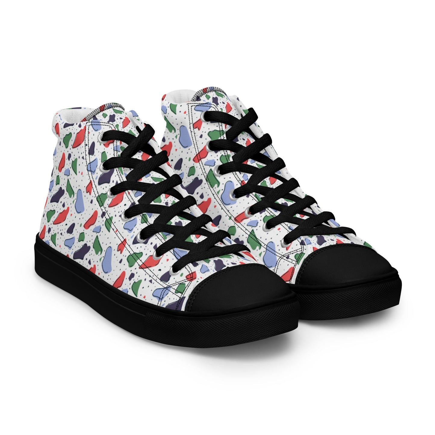 Men’s high top canvas shoes  - Colorful terrazzo pattern design - print on demand