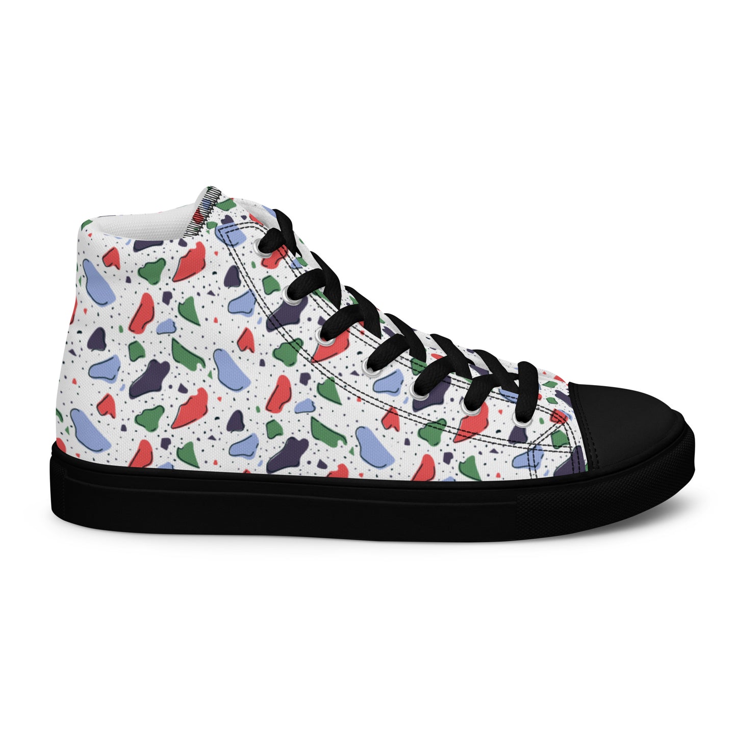 Men’s high top canvas shoes  - Colorful terrazzo pattern design - print on demand