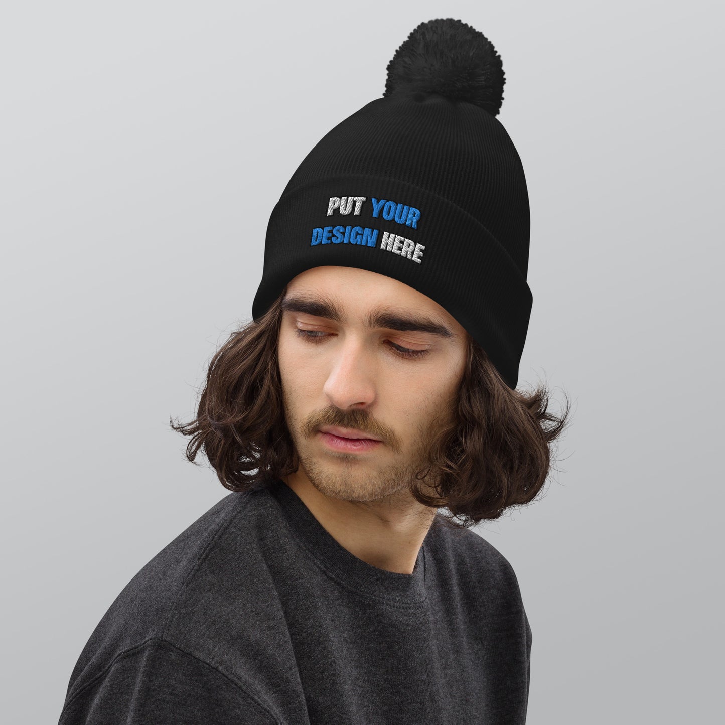 Pom-Pom Beanie | Beechfield B426 - put your design here | standard color - Flat Embroidery