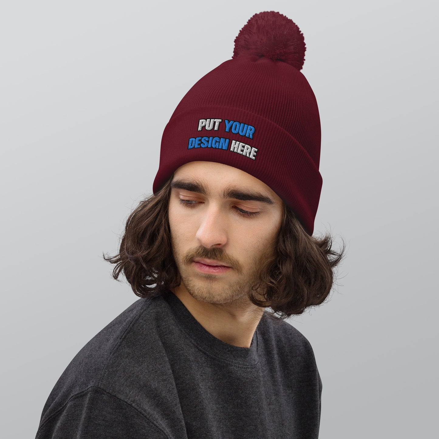 Pom-Pom Beanie | Beechfield B426 - put your design here | standard color - Flat Embroidery