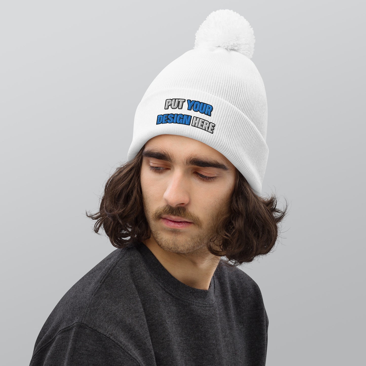 Pom-Pom Beanie | Beechfield B426 - put your design here | standard color - Flat Embroidery