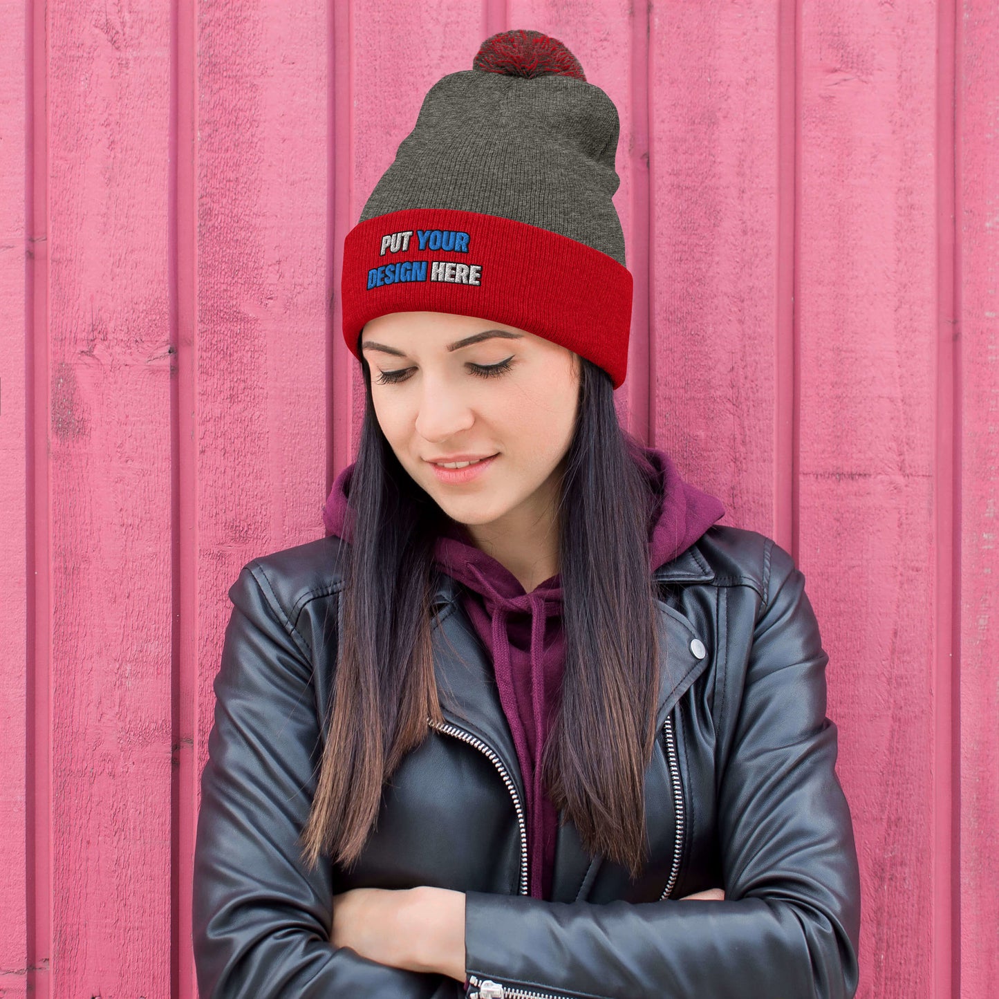 Pom-Pom Knit Cap | Sportsman SP15 - print your design here | standard color - Flat Embroidery