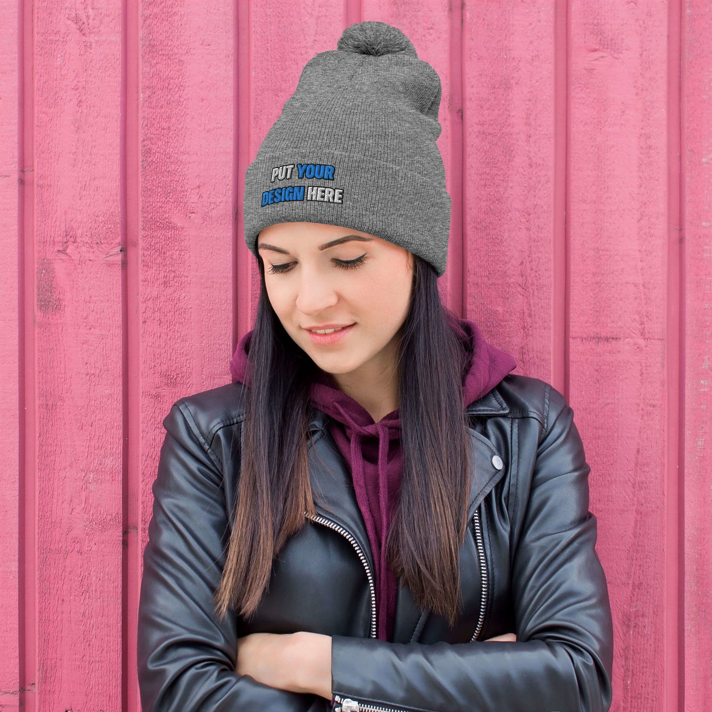 Pom-Pom Knit Cap | Sportsman SP15 - print your design here | standard color - Flat Embroidery