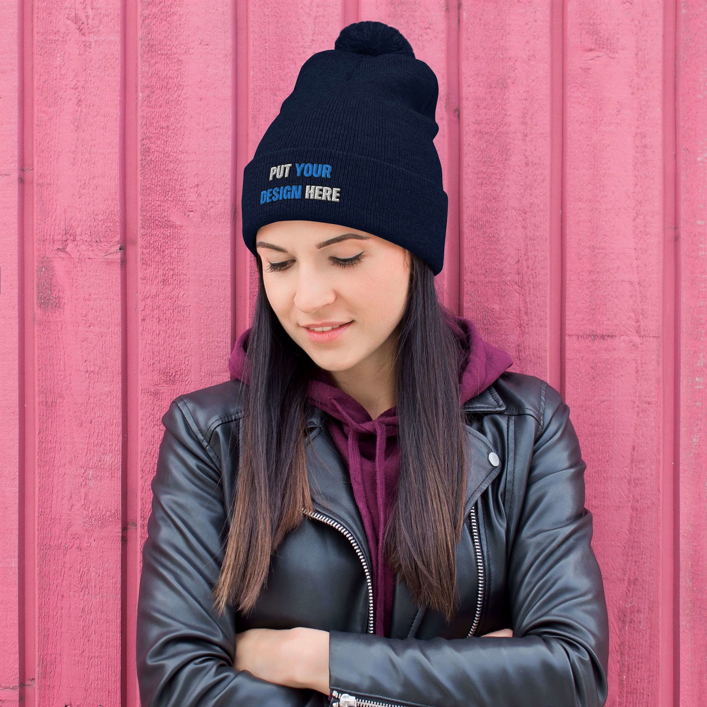 Pom-Pom Knit Cap | Sportsman SP15 - print your design here | standard color - Flat Embroidery