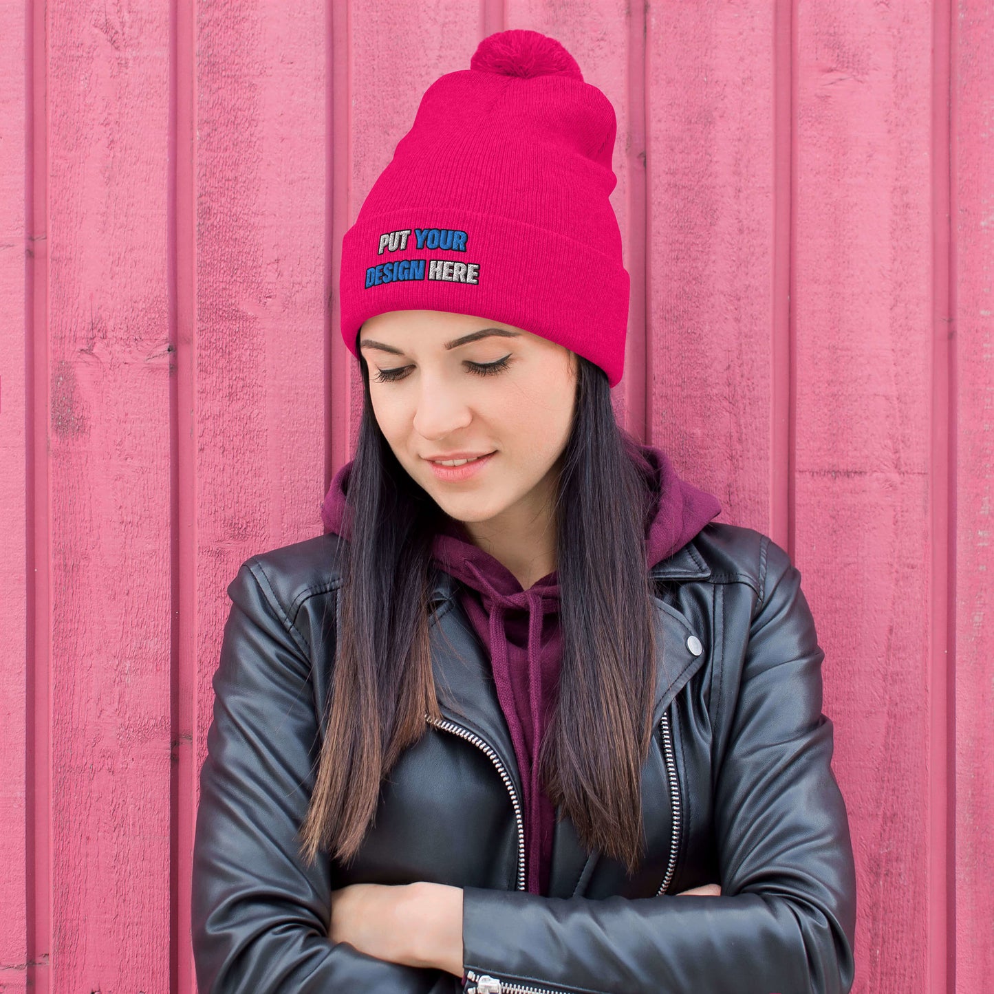 Pom-Pom Knit Cap | Sportsman SP15 - print your design here | standard color - Flat Embroidery