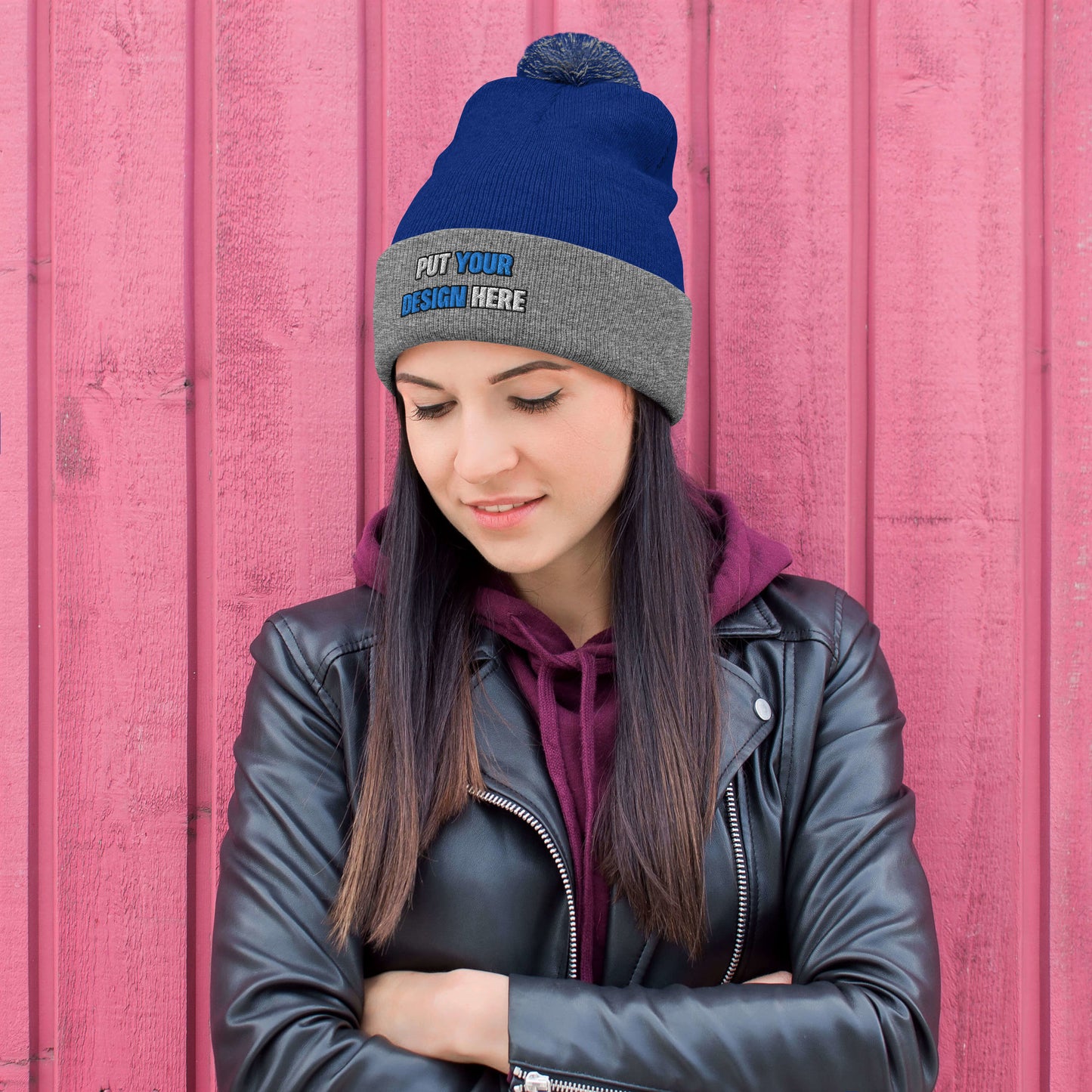 Pom-Pom Knit Cap | Sportsman SP15 - print your design here | standard color - Flat Embroidery