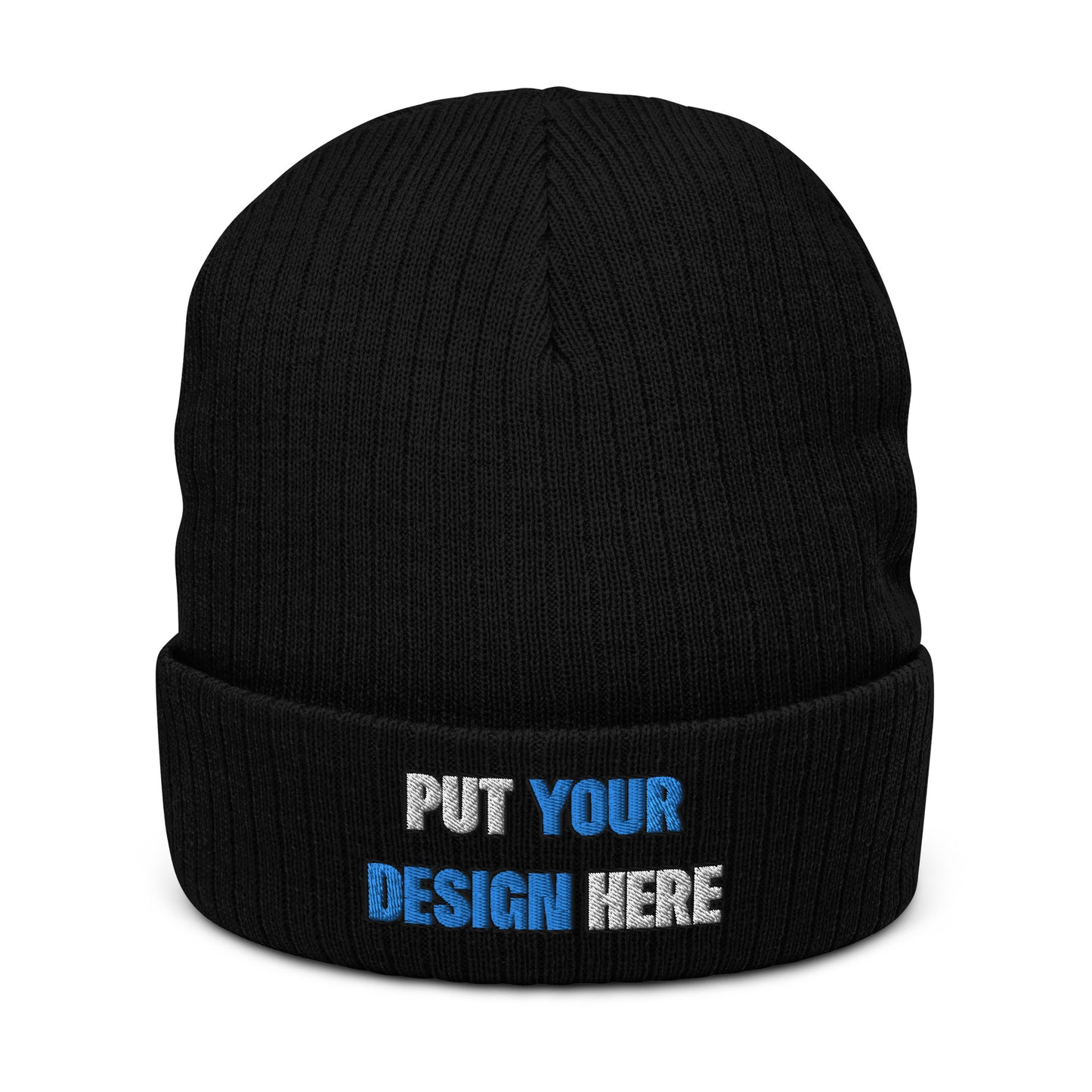 Ribbed Knit Beanie | Atlantis - print your design here - standard color -Flat Embroidery