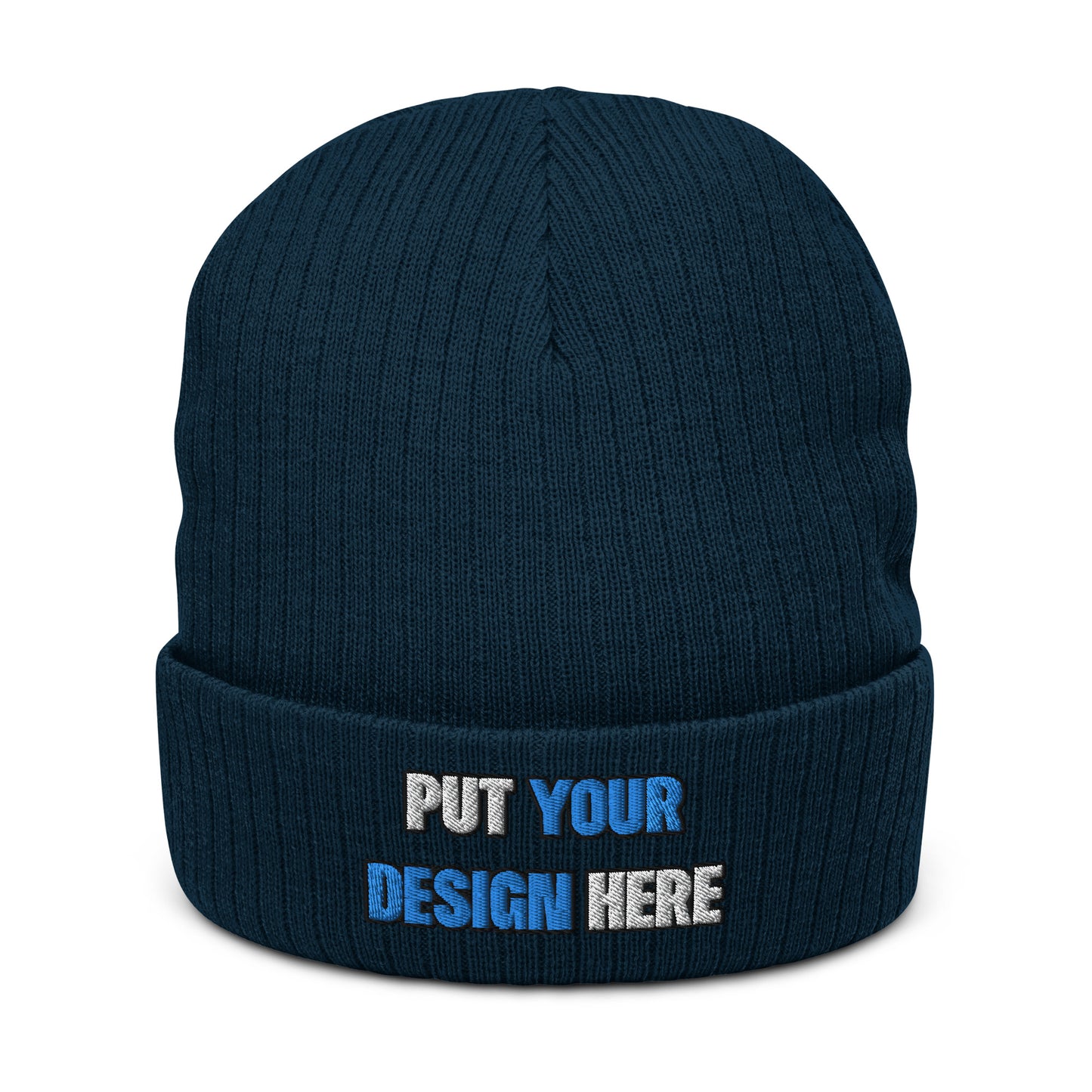 Ribbed Knit Beanie | Atlantis - print your design here - standard color -Flat Embroidery