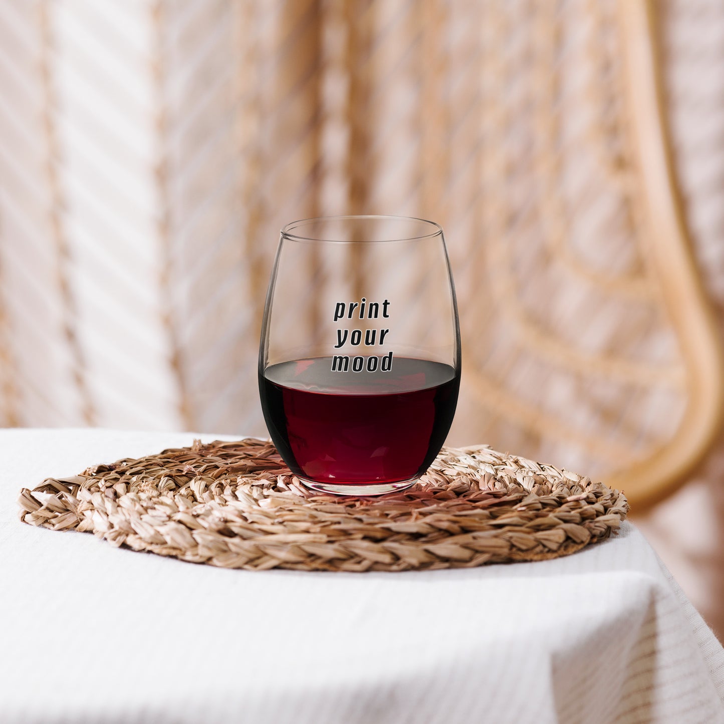 Stemless wine glass - your design here - print on demand