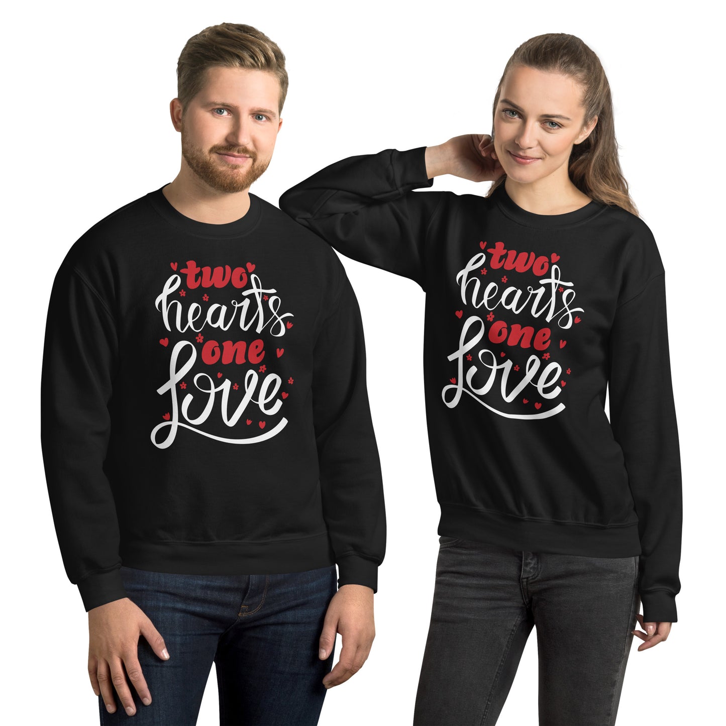 two hearts one love | Unisex Crew Neck Sweatshirt | Gildan 18000