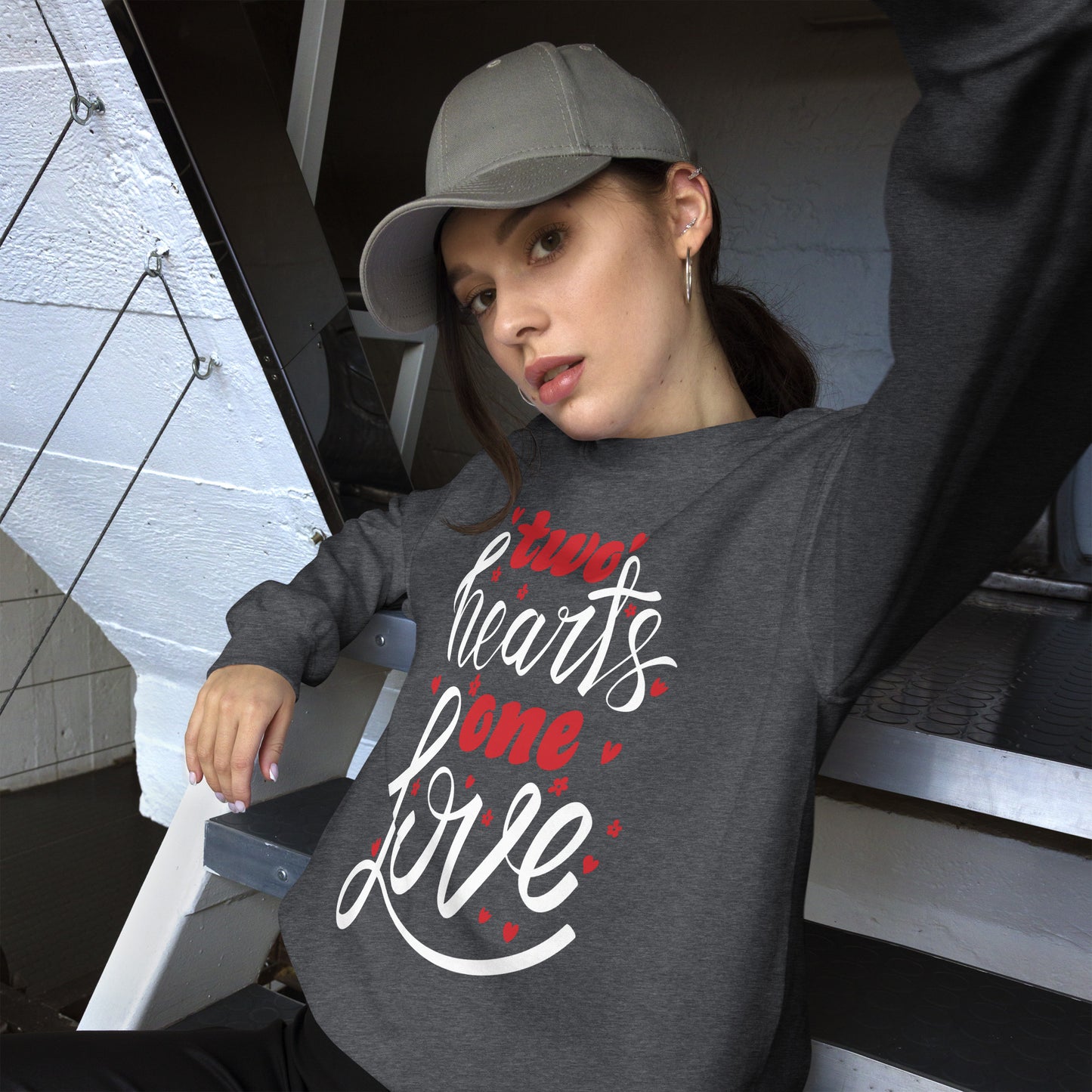 two hearts one love | Unisex Crew Neck Sweatshirt | Gildan 18000