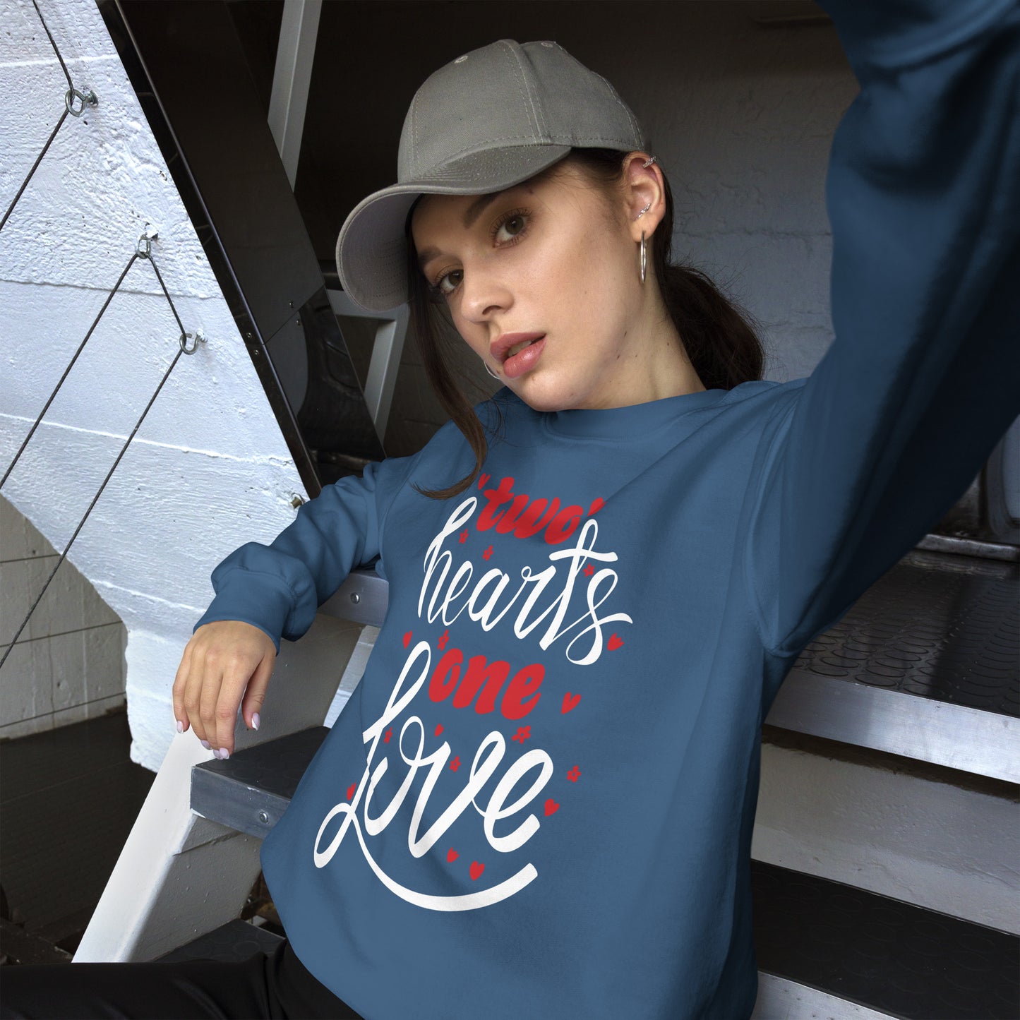 two hearts one love | Unisex Crew Neck Sweatshirt | Gildan 18000