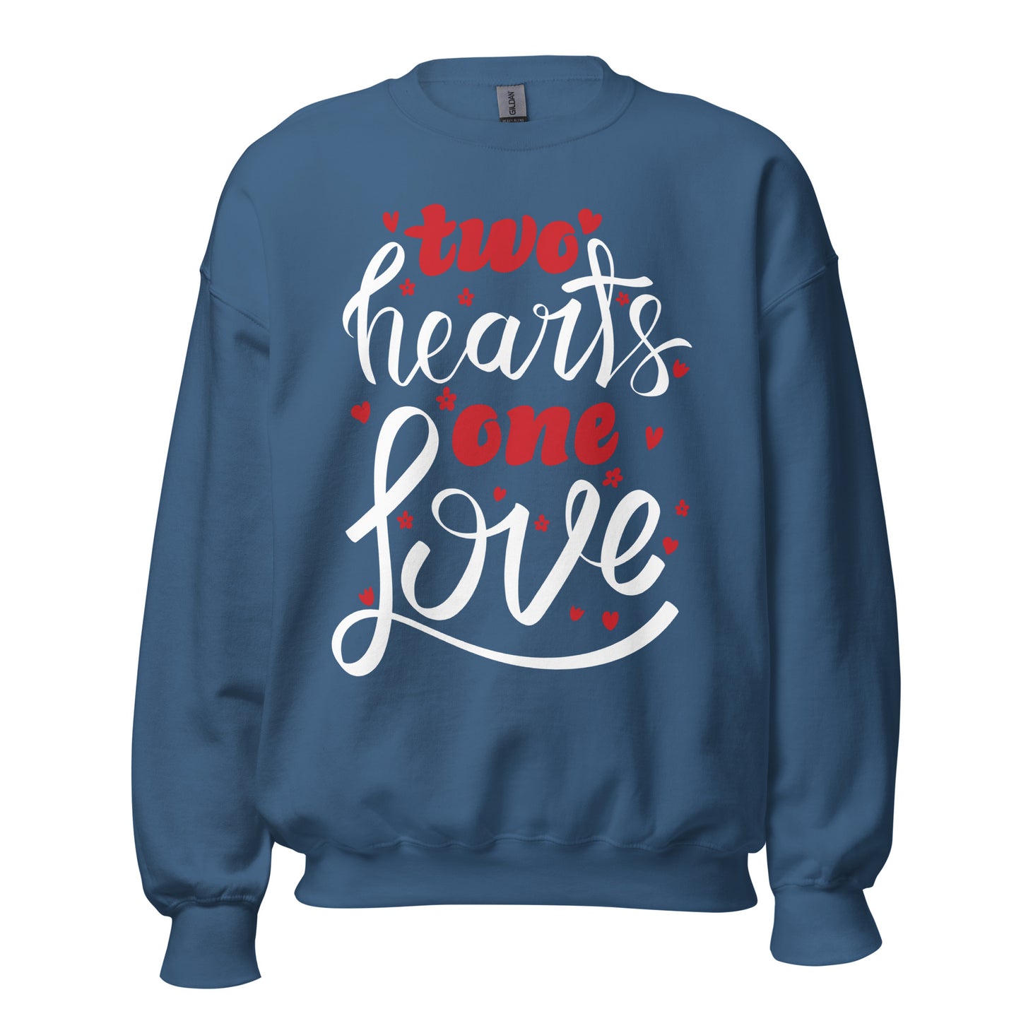 two hearts one love | Unisex Crew Neck Sweatshirt | Gildan 18000