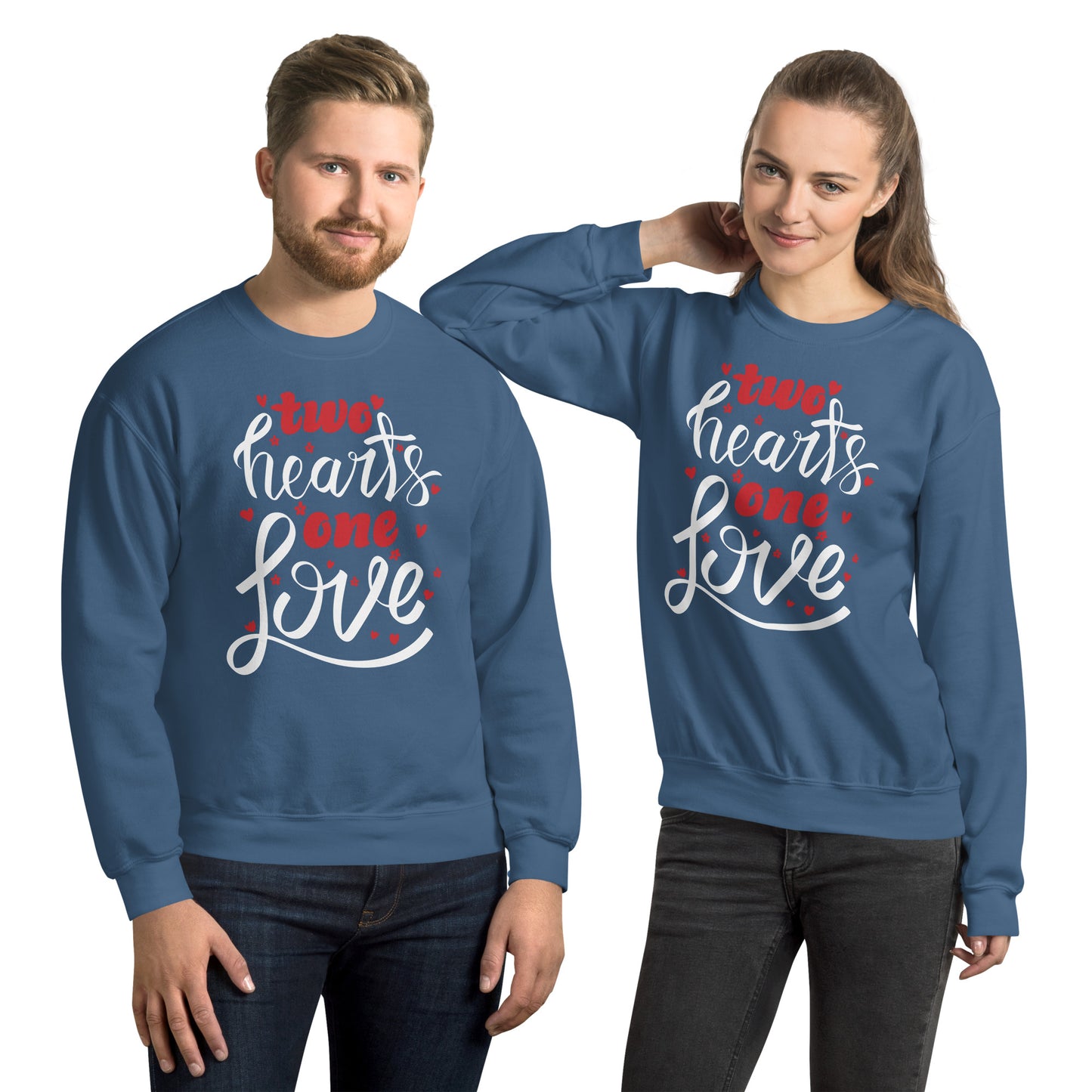 two hearts one love | Unisex Crew Neck Sweatshirt | Gildan 18000