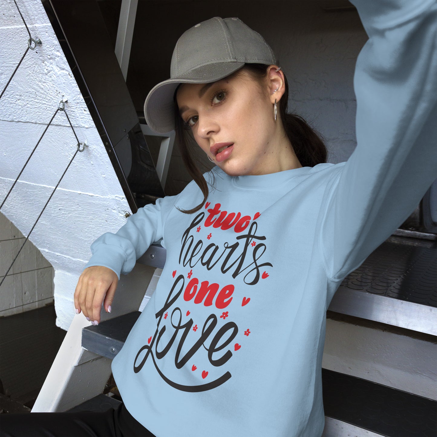 two hearts one love | Unisex Crew Neck Sweatshirt | Gildan 18000