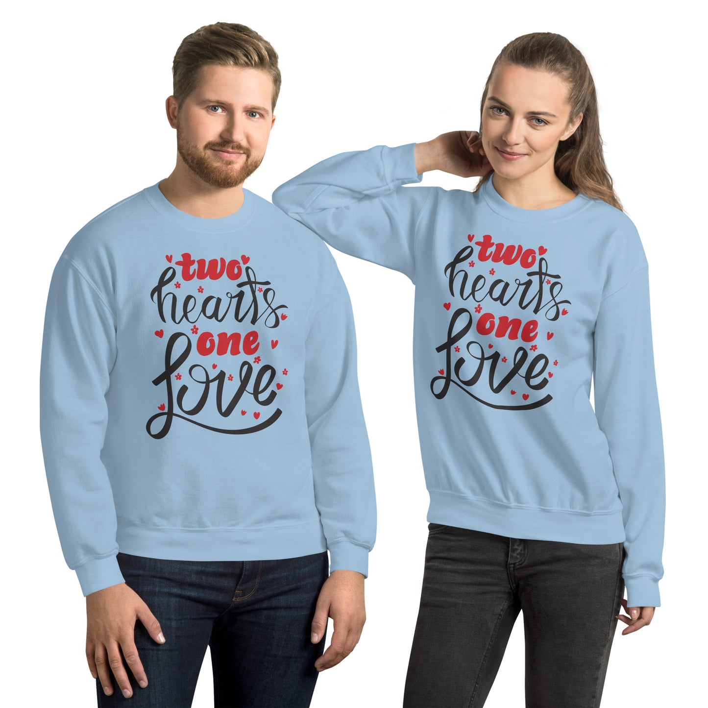 two hearts one love | Unisex Crew Neck Sweatshirt | Gildan 18000