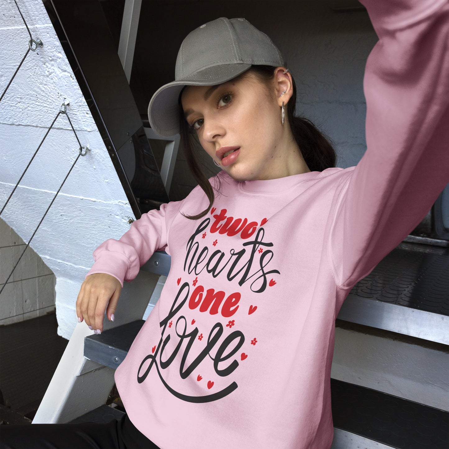 two hearts one love | Unisex Crew Neck Sweatshirt | Gildan 18000